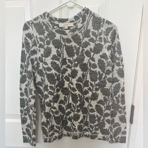 LOFT Black and White Floral Sweater- Size Small
